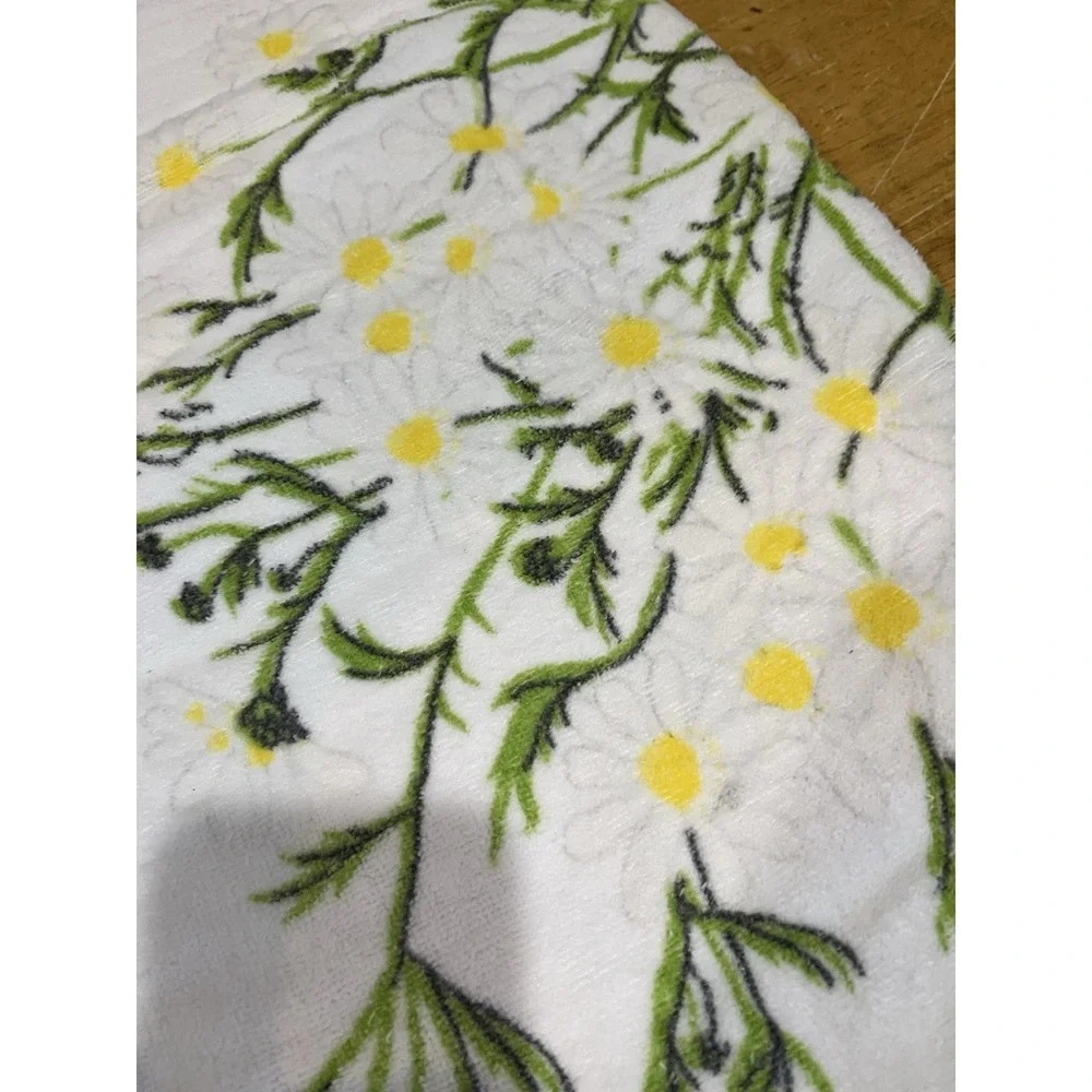 Vintage Vera Burlington Bath Hand Towel Washcloth Daisy Flower USA 3 Piece‎
